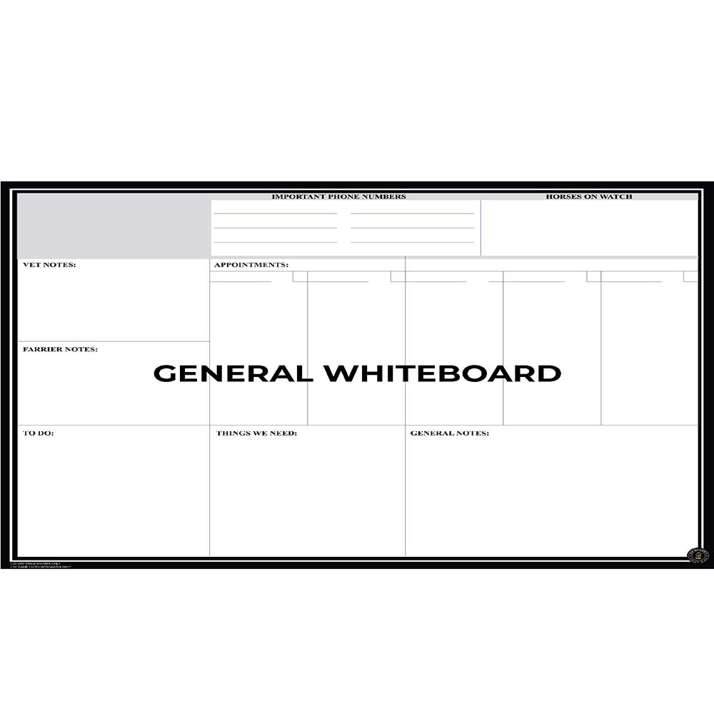Farm organization board that can be used with dry-erase market and can be customized with your farm logo, dry-erase farm board, whiteboard for the stable