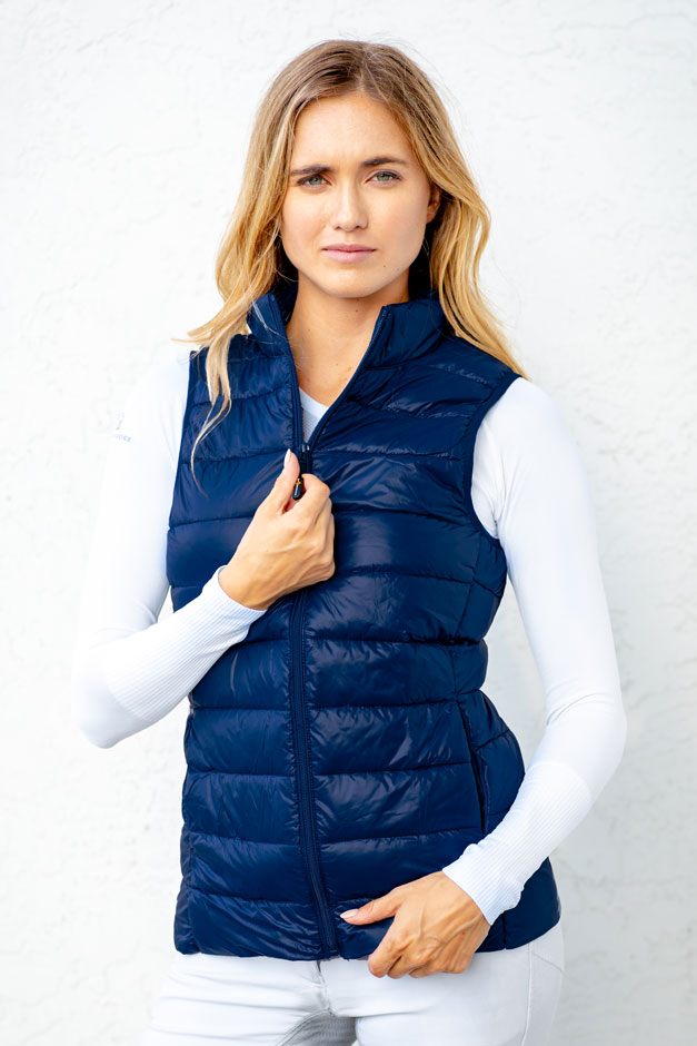 SP Rhodes Insulated Equestrian Puffer Vest Blue With Logo