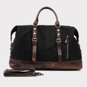 Genuine Leather & Wax Canvas Equestrian Duffel Bag