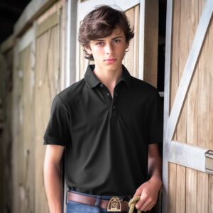 Customizable Youth UPF 30+ Equestrian Polo Shirt Black