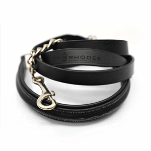 SP RHODES Padded Leather Lead with Fancy Stitching - Black/Chrome