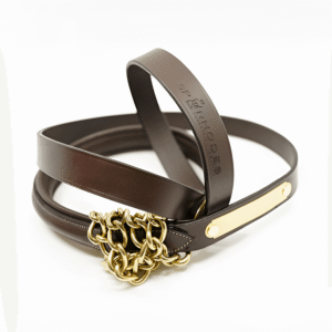 SP RHODES Padded Leather Lead with Fancy Stitching - Havana/Brass