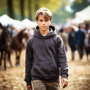 Customizable Youth Equestrian Hoody Charcoal Grey