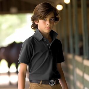 Customizable Youth UPF 30+ Equestrian Polo Shirt Charcoal Grey