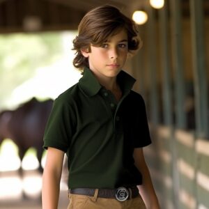 Customizable Youth UPF 30+ Equestrian Polo Shirt Hunter Green