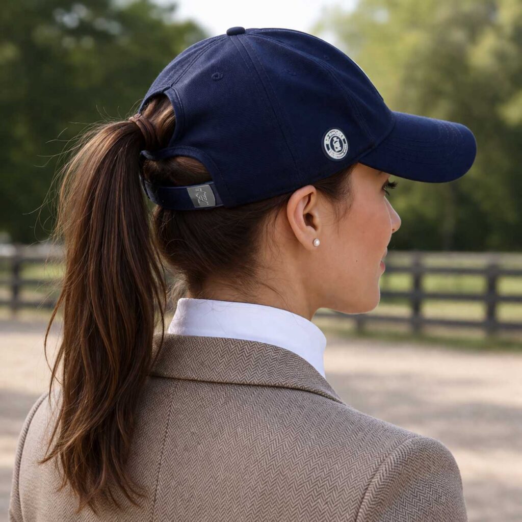 ladies equestrian ponytail hat performance riding cap SP RHODES