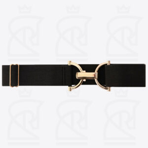 Personalized 1.5" Gold/Black Elastic Ladies Belt - Stirrup-Inspired Design