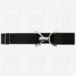 Personalized 1.5" Silver/Black Elastic Ladies Belt - Stirrup-Inspired Design