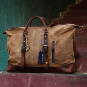 Genuine Leather & Wax Canvas Equestrian Duffel Bag