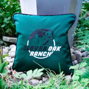 Horse show pillows made of sunbrella marine fabric with custom logo, best horse show awards, best equestrian horse show set-up, quality horse show set-up accessories