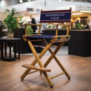 Custom directors chair with padded seat and back and sunbrella fabric, sp rhodes directors chairs, best directors chairs for horse shows, horse show display chairs