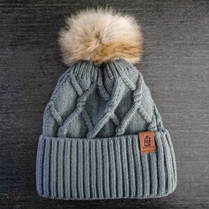 Equestrian pom pom hat with option to customize with your horse logo, cable knit horse pom pom hat, equestrian team gear with custom logo, cable knit pom pom hat, sp rhodes pom pom hat, equestrian team gifts, best horse show awards