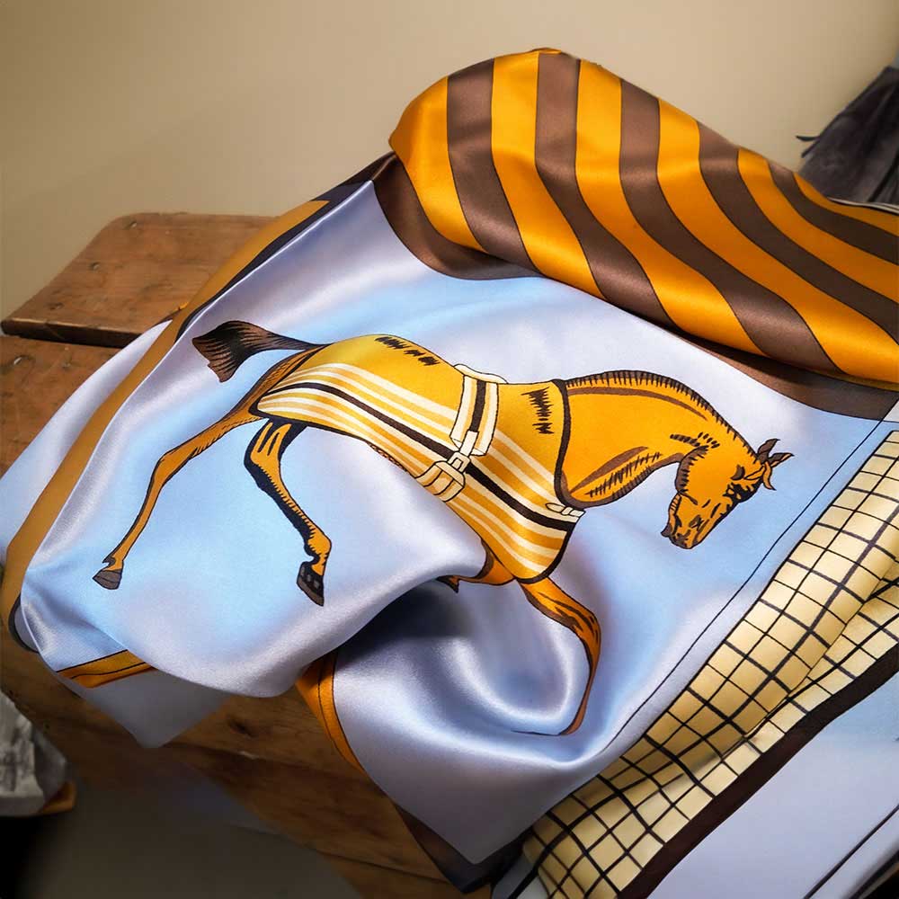 SP Rhodes 100% Silk Horse-Themed Scarf 4 SP Rhodes 100% Silk Horse-Themed Scarf - Image 4