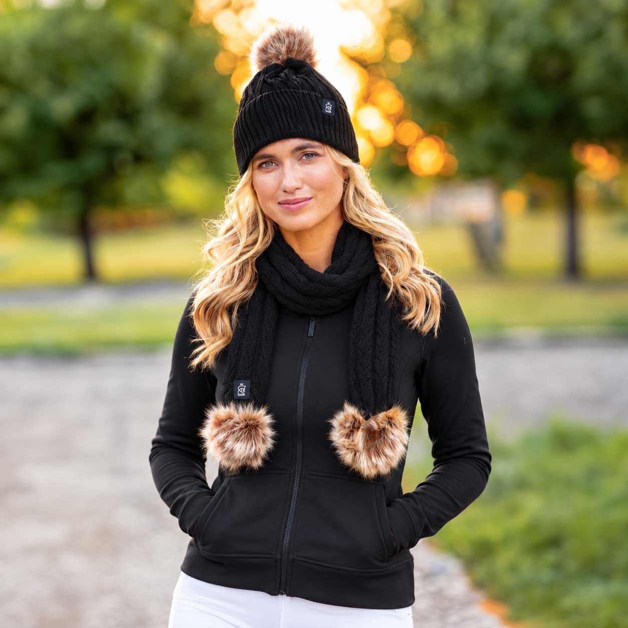 SP Rhodes Team Beanie/Scarf Combo 3 SP Rhodes equestrian beanie with logo embroidery