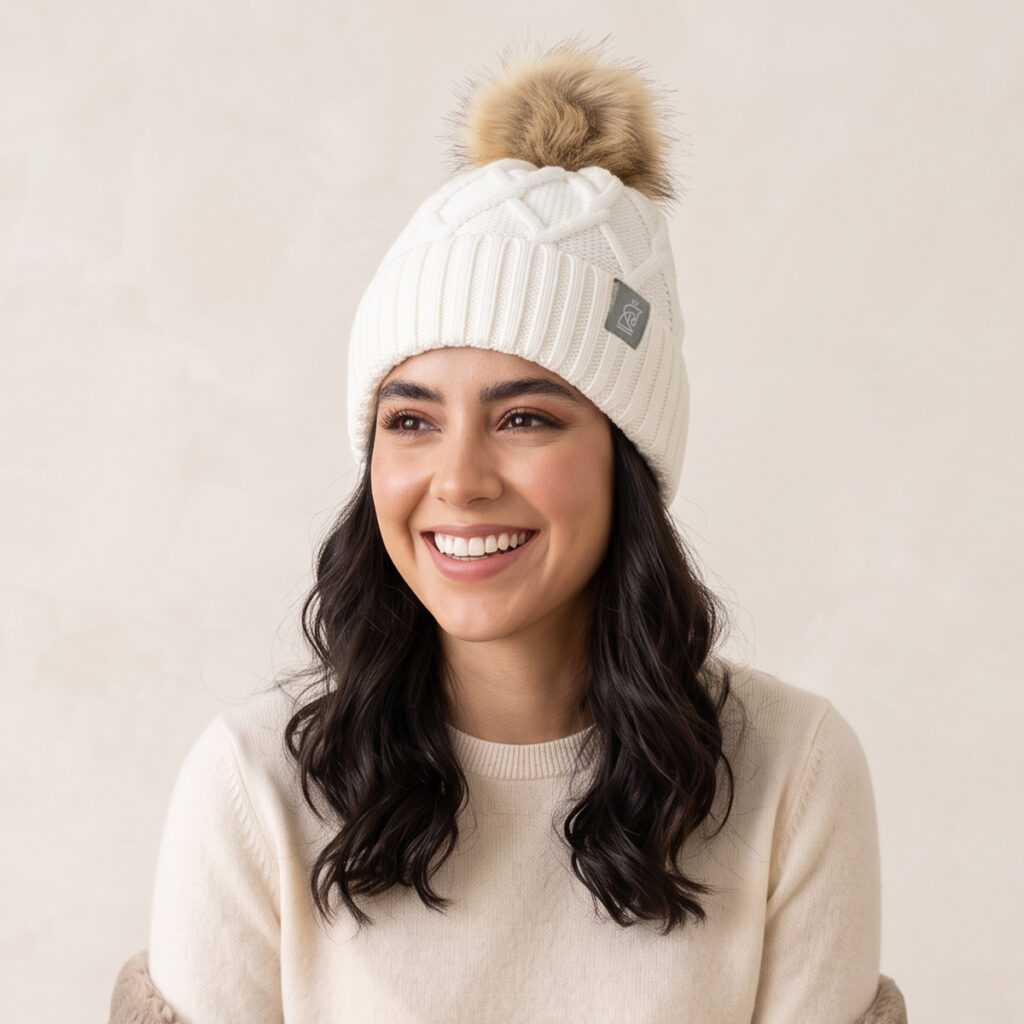 SP Rhodes Countryside Cable Knit Pom Pom Beanie