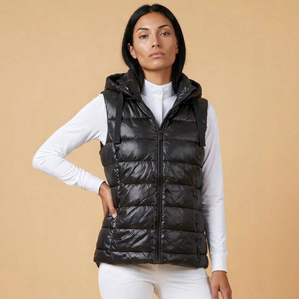 SP Rhodes Ladies Winter Equestrian Puffer Vest with Removable Hood