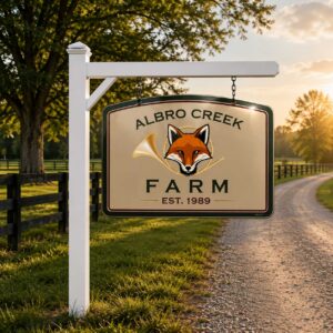 SP Rhodes Customizable Horse Show Display Sign with Post