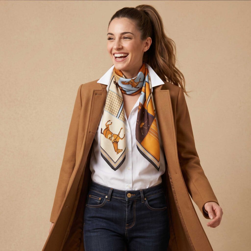 SP Rhodes 100% Silk Horse Scarf