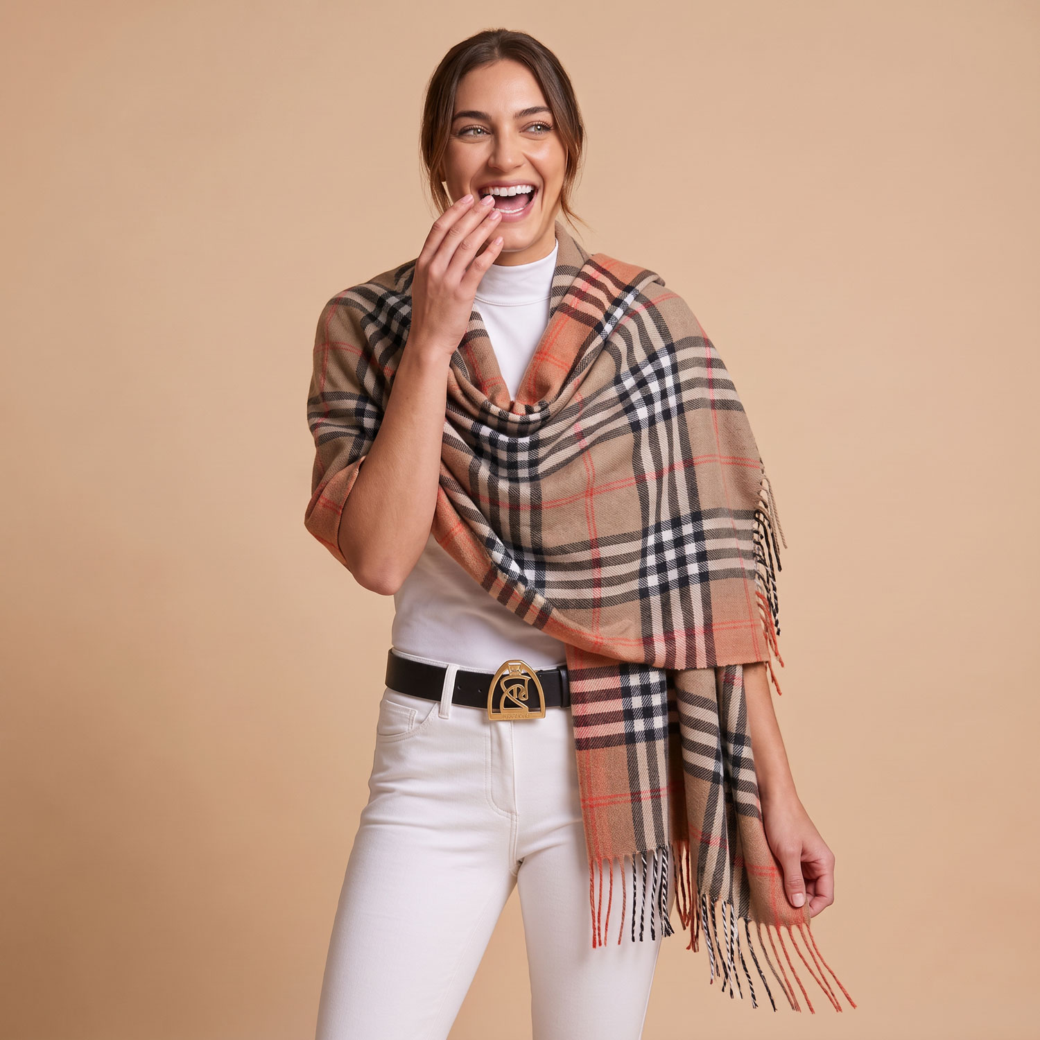 Equestrian Scarves 16 sp rhodes vienna plaid horse scarf